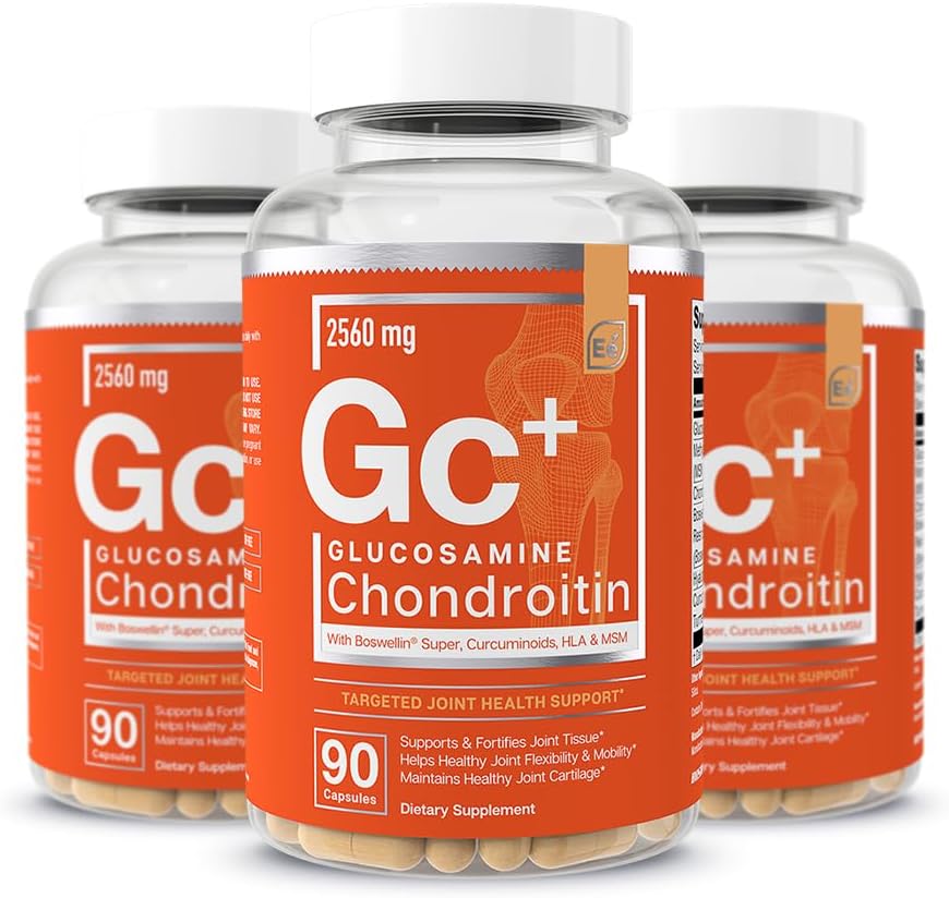 Elemente esenţiale Glucosamină Chondroitin MSM Boswellia Serrata Acid hialuronic Supliment comun Suport antioxidant pentru flexibilitate - 270 capsule (3 ambalaj)