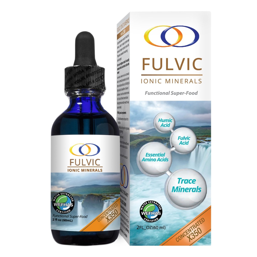 Apă organică optimă extrasă Minerale ionice pelvine X350 - Acid fuzic bioActiv patentat, acid humic, Minerale Trace, Electroliţi şi Aminoacidi esenţiali - 8+ Aprovizionare lunară!