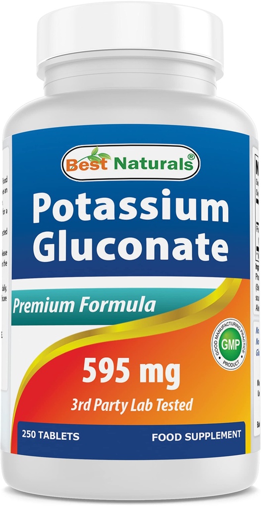 Cele mai bune naturale de potasiu Gluconat Supliment 595 Mg comprimat, 250Count
