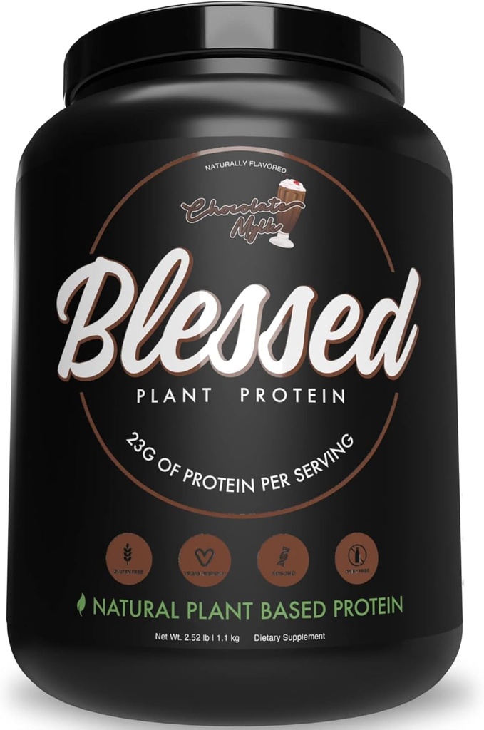 Binecuvântat Vegan praf de proteine - plante pe bază de praf de proteine de masă de înlocuire Shake, 23g de Pea Proteine pulbere, lactate gratuit, gluten gratuit, soia gratuit, fără zahăr adăugat, 30 Serviri (Chocolate Mylk)