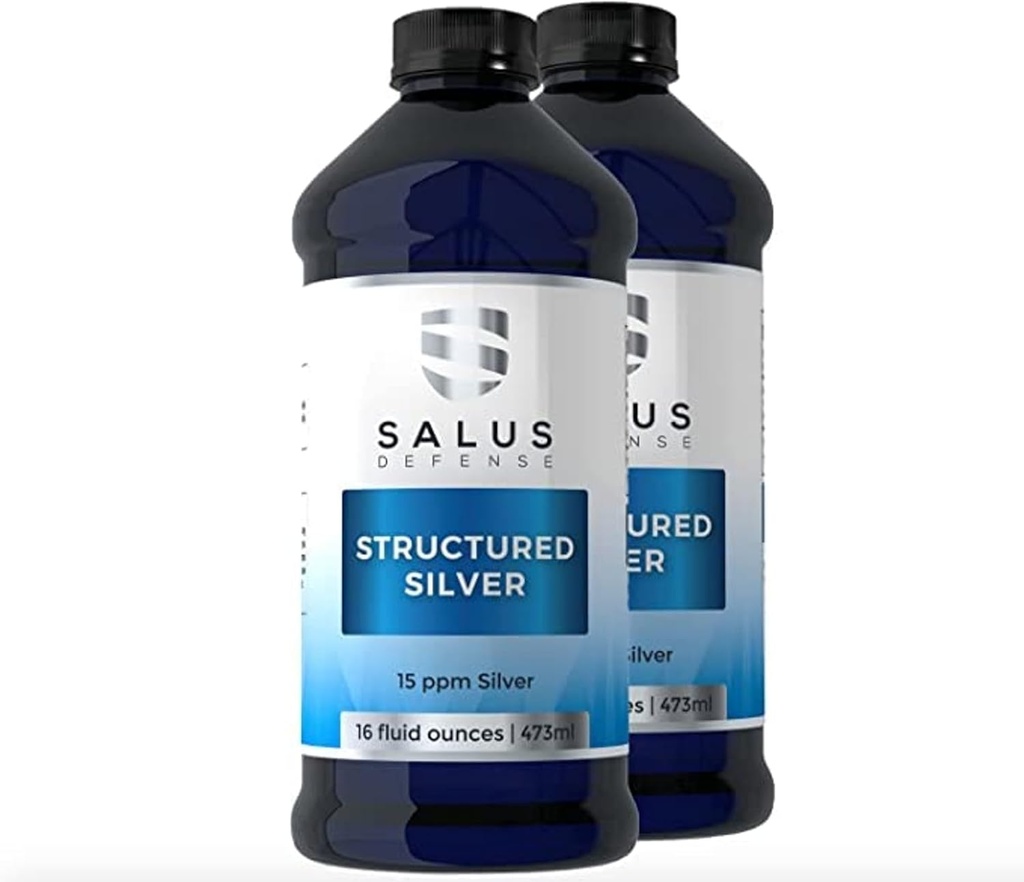 Lichid de argint structurat - Daily Immune Supplement with 15ppm Advanced Structurad Silver Technology - All Natural with No Aditivs - 16 Ounce Bottle (2 Pack)