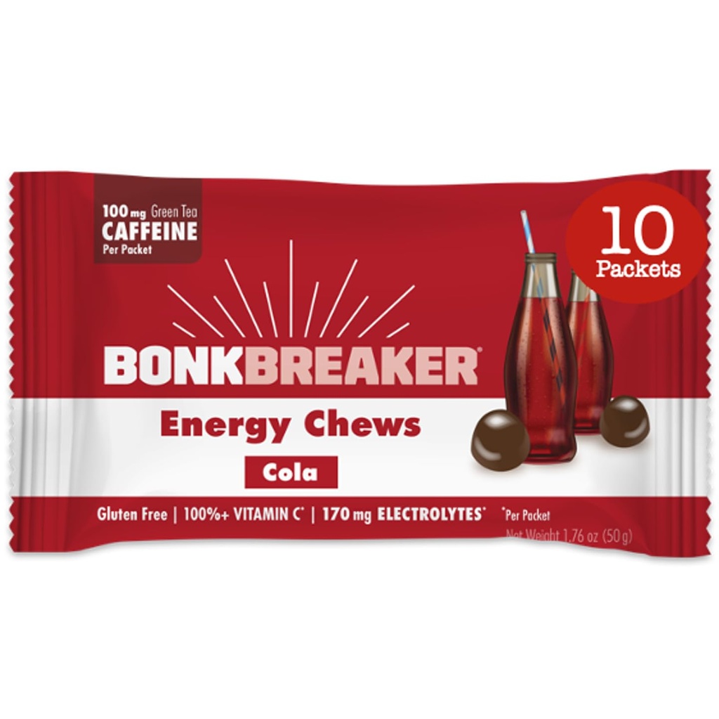 Bonk breaker energie Chews, lactate-free, gluten-free ingrediente pentru a oferi energie rapidă și focalizare, 1 cutie de 10 pachete, Cola