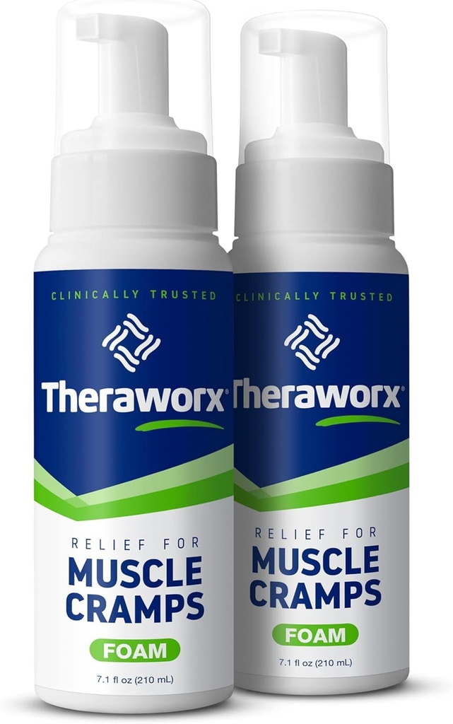 Relief Theraworx pentru Crampe musculare Spumă Spasm muscular cu acțiune rapidă, durere la nivelul picioarelor cu sulfat de magneziu - 7.1 oz - 2 Conte