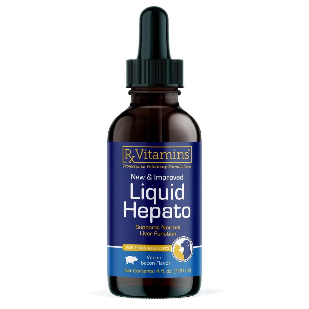 Rx Vitamine Liquid Hepto Support pentru câini și pisici - supliment de sprijin pentru ficat cu muls de lapte pentru câini (Silymarin & Silybinin) și vitamina B - Bacon Flavor (4oz)