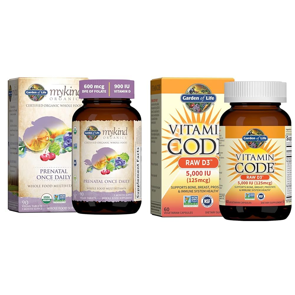Gradina de viata Organics Vitamina prenatala: Folat pentru energie si dezvoltare fetala sanatoasa & Vitamina D, Cod Vitamina Raw D3, Vitamina D 5000 UI
