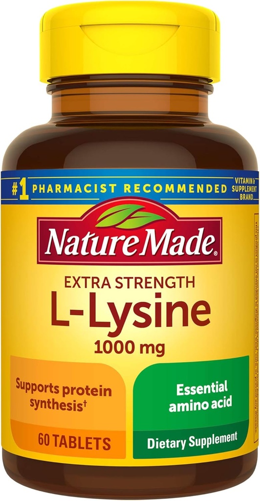 Comprimatele de L-Lysine 1000 mg, cu concentraţie suplimentară naturală, 60 de comprimate pentru sinteza proteinelor