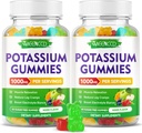 Potasiu Citrate Gumries 1000 mg, potenta mare de potasiu Supliment Gummies pentru adulti Femei si barbati, Suport Leg Cramps & Musculare Sanatate, Zahăr-Free, Mixed Fruit Flavor, 120 Conte