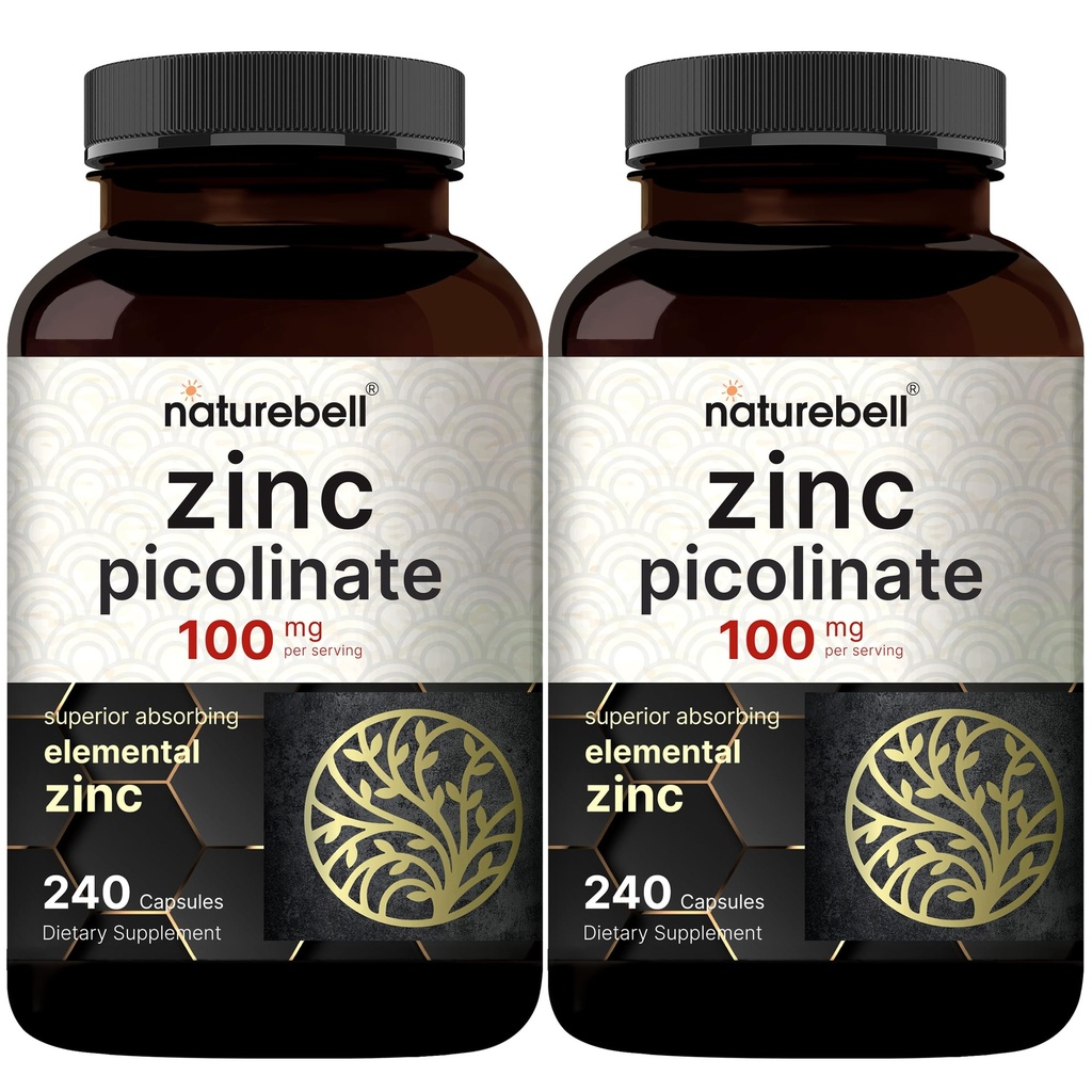 2 ambalaj Concentraţia maximă de zinc 100 mg, Zinc Picolinat Supliment, 480 capsule, zinc vitamina şi imun vitamine pentru funcţie enzimatică şi suport imunitar, non-GMO şi fabricate în SUA