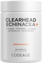 Codeage Clearhead Echinacea+ Supplement - Echinacea, Schisandra, Feverfew, Coptis, American Ginseng, Astragalus, Garlic, Probiotics, Vitamins C & D3, Zinc, Selenium - Clear Head Vitamin - 90 Capsules