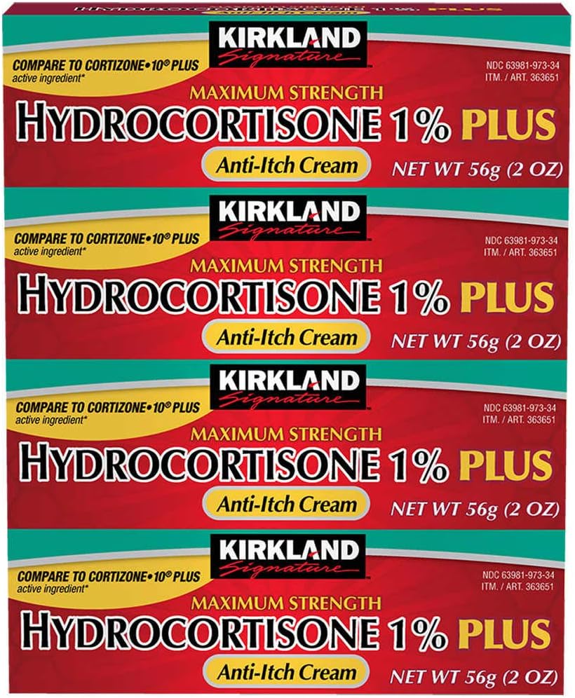 Kirkland Signature Hydrocortizon 1% Plus Anti-Itch Cream, 8 Ounces (Pachet de 4)