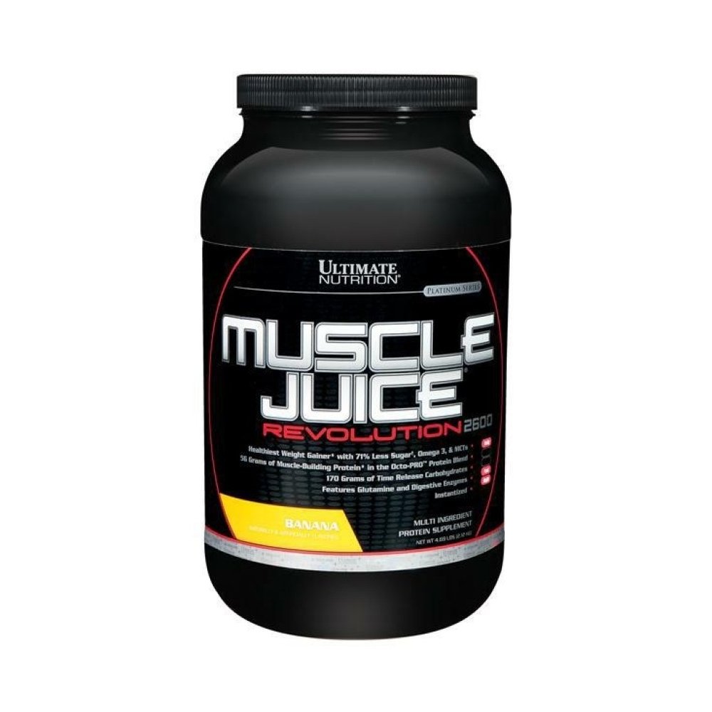 Ultimate Nutrition Muscle Juice Revolution 2600 Greutate Gainer, Recuperare musculara cu glutamina, Micellar Casein si Time Release Complex Carbohidrats, Banana Proteina pulbere, 4.69 Lire