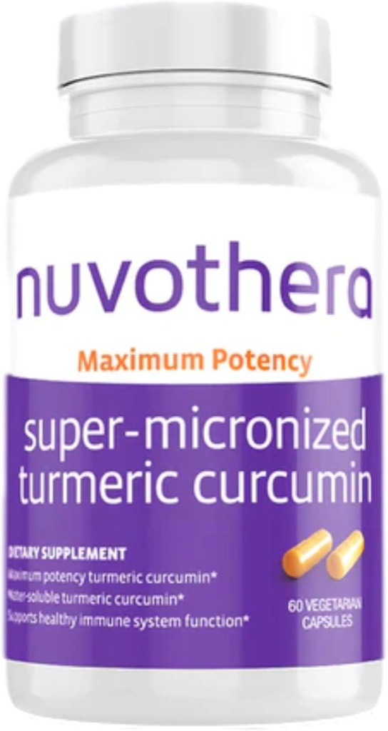 Nuvothera Capsule cu Curcumină Turmerică Super-Micronizată Capsulele cu Curcumină 1-Lonth Supply Absorbţie rapidă, Root întreg, Non-GMO, Sprijină Comun, Piele, Sanatate Gut & Antioxidanti (60 capsule)
