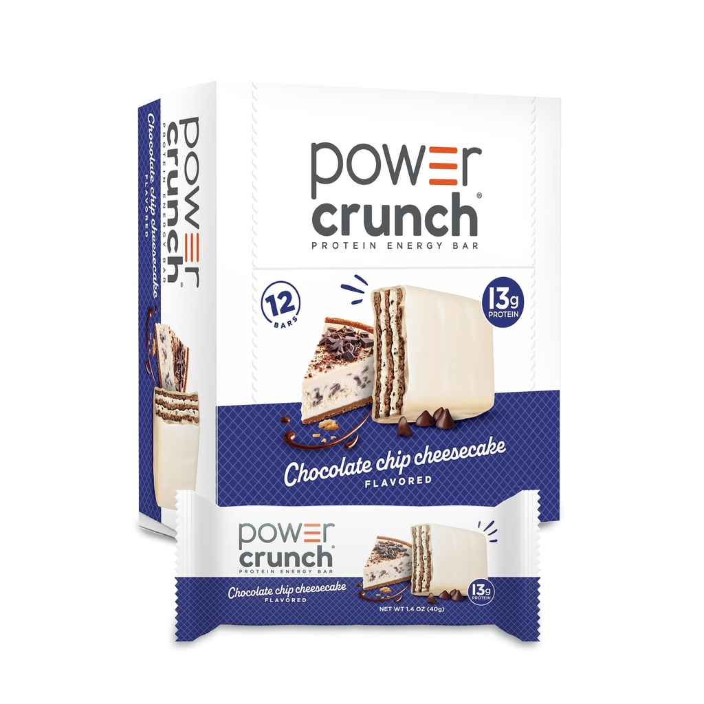 Power Crunch Proteine Wafer Baruri, Snacks de proteine ridicate cu gust delicios, ciocolata Chip Cheesecake, 1.4 Ounce (12 Conte)