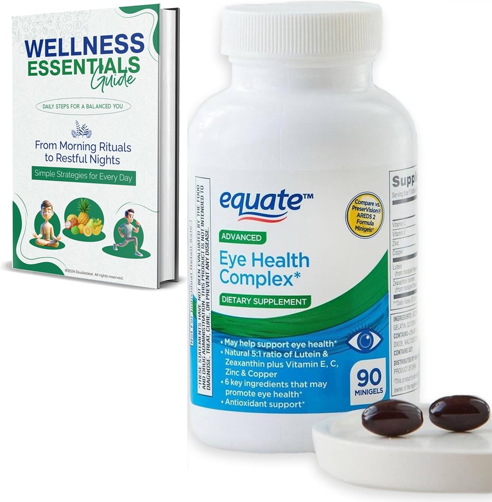 Sănătate oculară avansată Minigels 90 Count, Blend de carotenoid cu lutein & Zeaxantină + vitamine E, C, zinc și cupru (45 zile de aprovizionare)