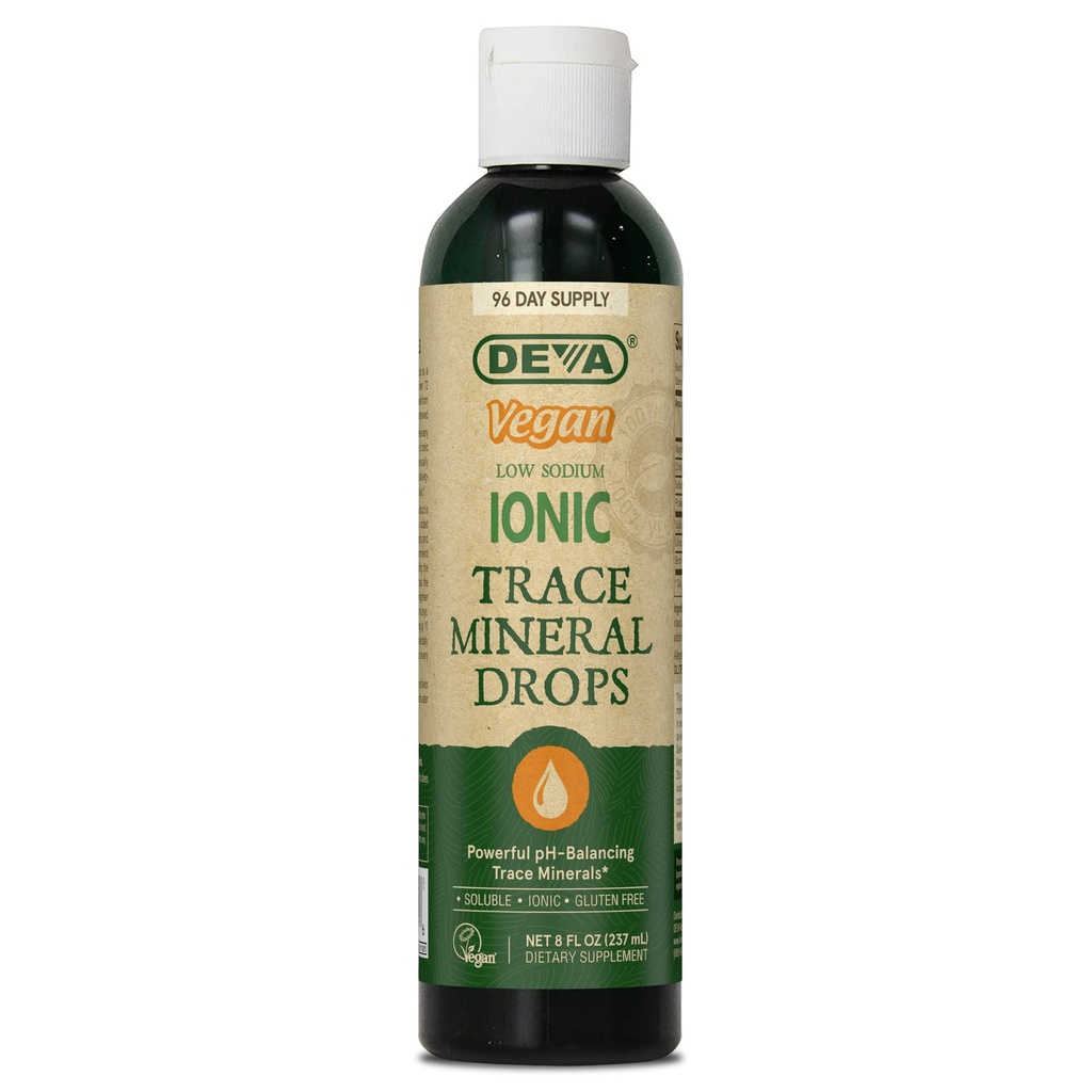 DEVA VEGAN Picături minerale cu urme ionice, sodiu scăzut, pH-ul de echilibrare, 96-zi de aprovizionare, 8 Fl Oz