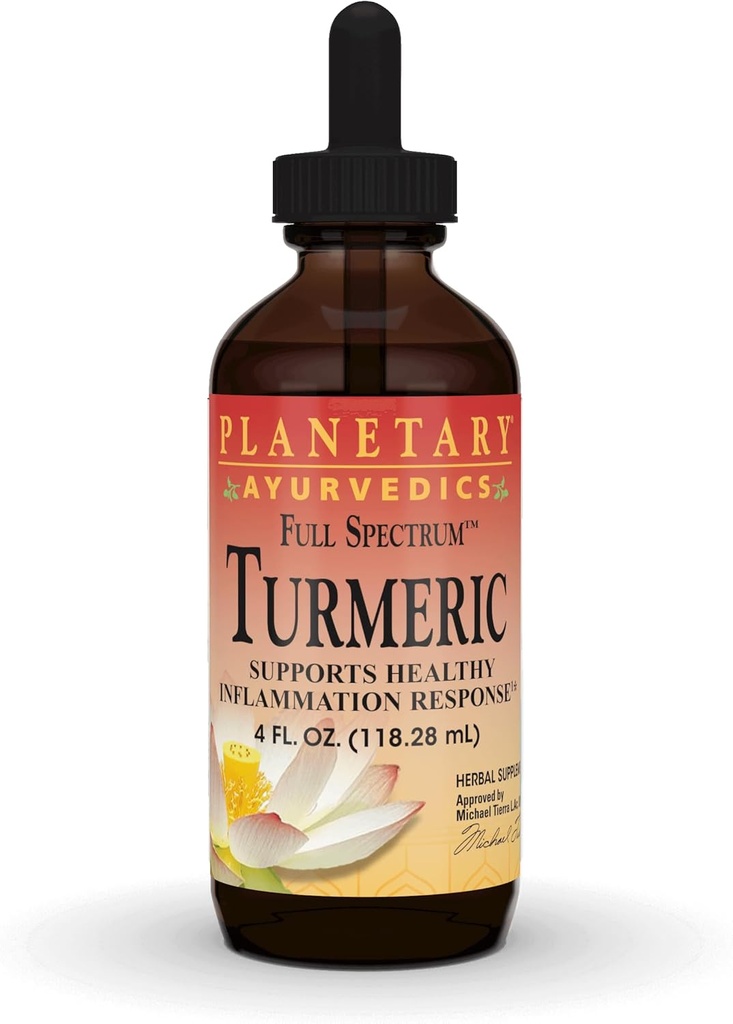 Herburi planetare Spectrul turmeric lichid de Ayurvedics planetare, Suport pentru răspuns antioxidant și inflamație sănătoasă, 4 Onces