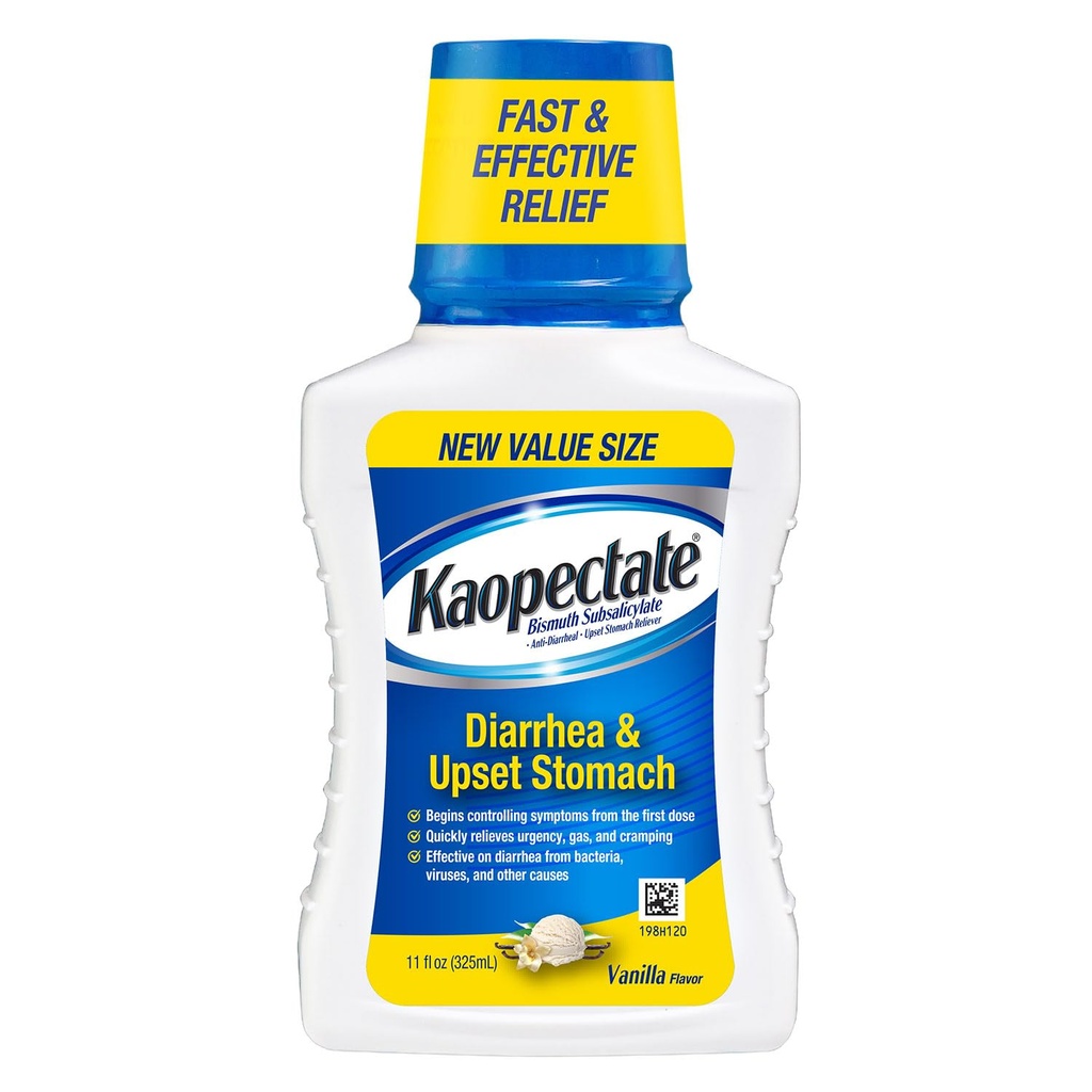 Kaopectate Vanilla Multi-Symptom - Diaree Medicamente pentru adulți cu Bismut Subsalicilat, Anti-Diaree Medicina pentru Relief Stomac - 11 oz