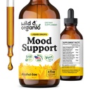Suplimentul de sustinere a dispozitiei salbatice si organice - Picături lichide naturale pentru energie pozitiva - Supliment Minte calma pentru femei si barbati - Non-Alcohol Ashwagandha & Rhodiola Rosea Root Tincture for Good Mood - 4 oz