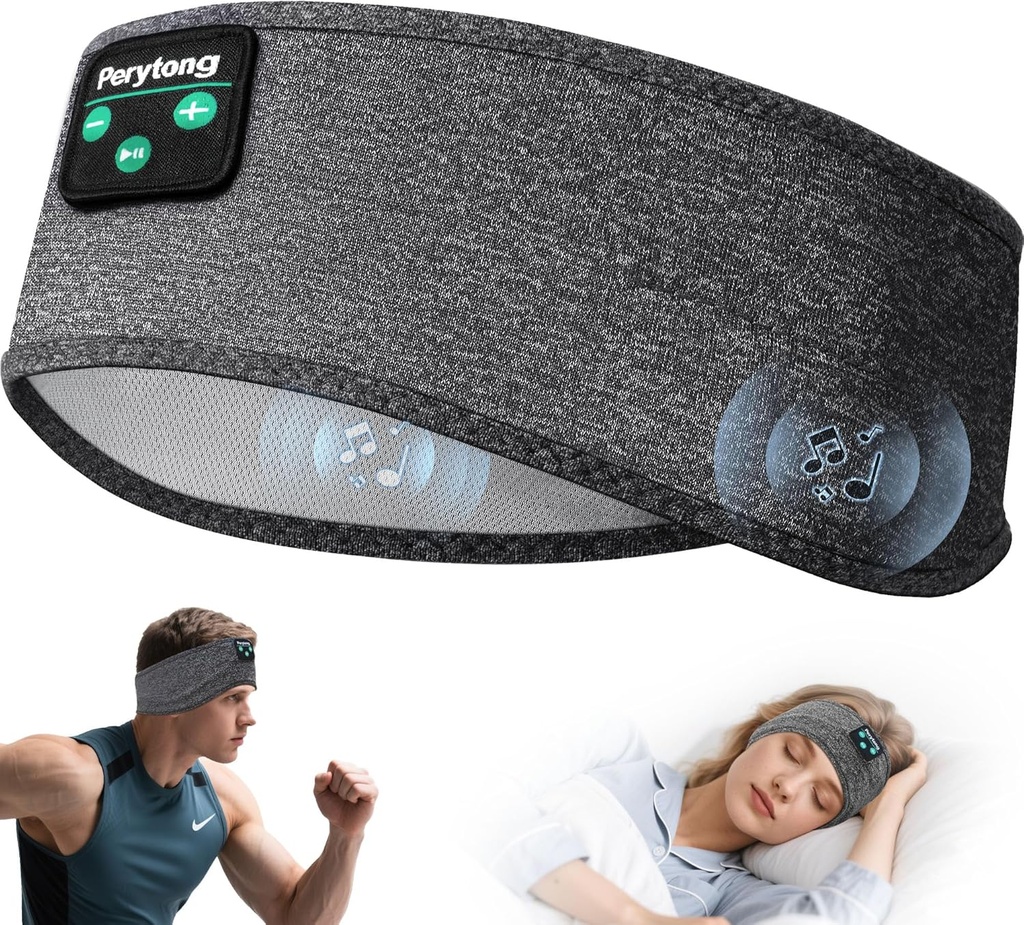 Căști de dormit Perytong, Bluetooth Sports Headband Căști cu Ultra-Thin HD Stereo Speakers Perfect pentru dormit, Workout,Jogging, Yoga, Insomnie, Air Travel, Meditatie