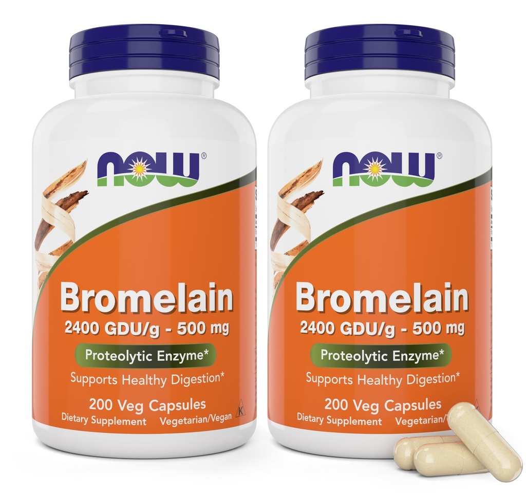 Acum Bromelain 500 mg, 200 Veg Capsule (Pachet de 2) Supliment - non-GMO, Vegan Caps 500mg