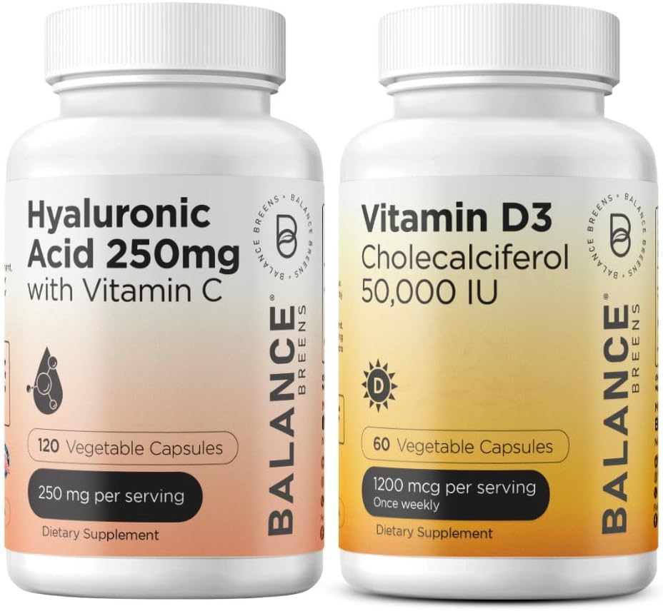 Acid hialuronic pur de echilibru 250 mg cu vitamina C 50mg + vitamina D3 50000 UI Supliment Combo