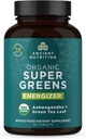 Supergreen-uri de nutriție antice Energizant tablete, tablete alimentare organice cu cofeina, fabricate din fructe reale, legume și plante aromatice, pentru suport digestiv și energetic, 90 Conte