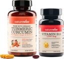 NatureWise Curcumin Turmeric 2250mg & Vitamina B12 1000mcg Softgels Niveluri comune de sprijin energetic 60 Conte