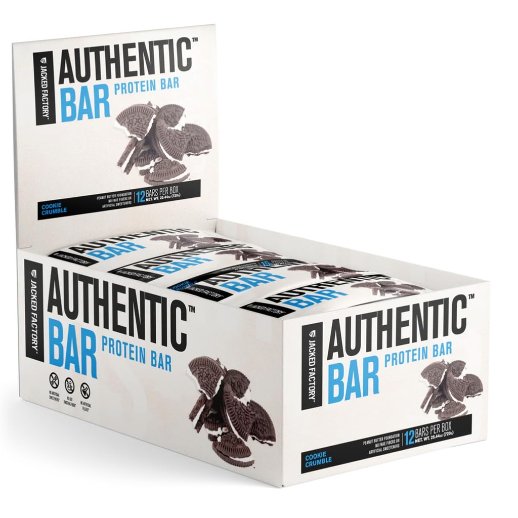 Bar autentic Cookie Crumble Proteine Baruri - Tasty Masă de schimb Energy Baruri w/ 15g Whey Proteine Izolate, Zaharuri naturale de la miere pură, Fat Peanut Fundaţia - 12 Pack