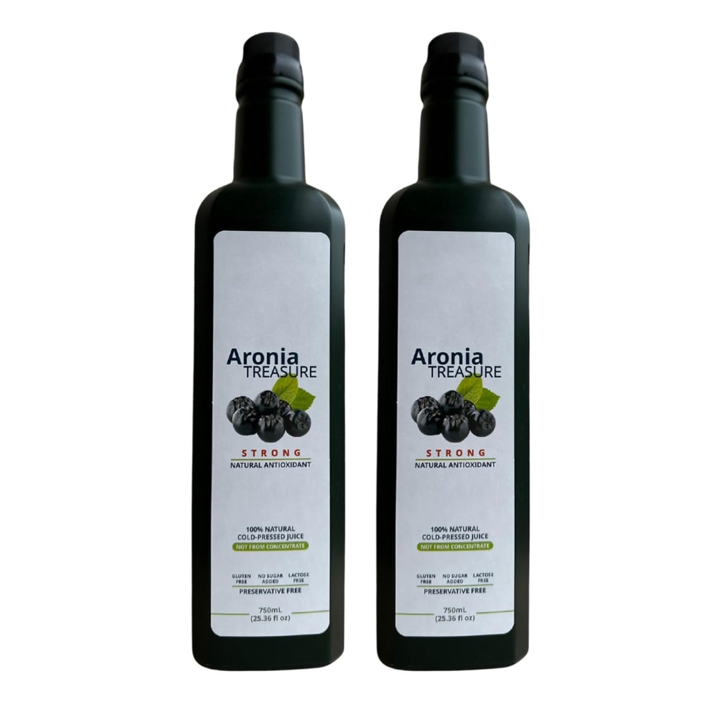 [2 x Aronia Treasure] 100% Aronia (Chokeberry) Berry Juice: 1 lună de aprovizionare, 1 lovitură pe zi