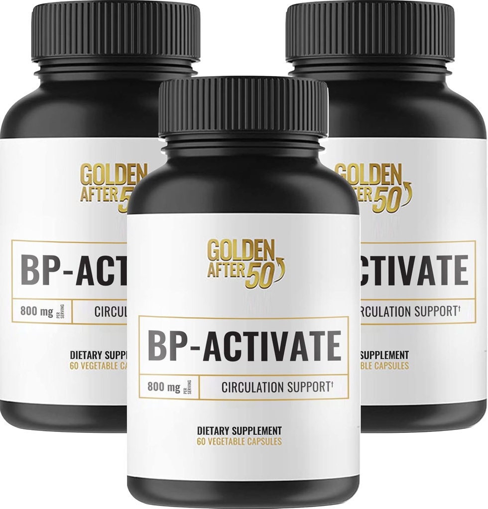 Auriu după 50 BP-Activat - supliment oxid nitric cu aminoacizi esenţiali - Circulaţia sângelui şi Suplimentul de suport cardiac - 3 flacoane - 800 mg L Arginină, AAKG, L Citrullină