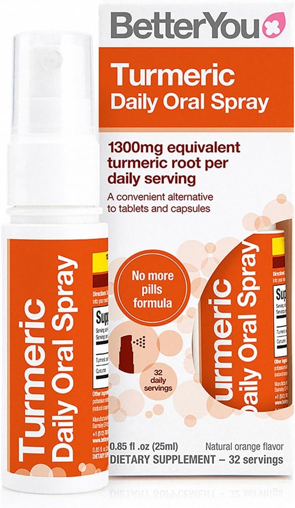 Mai bine Spray oral Turmeric - supliment natural de lichid Turmeric - o alternativa pentru pastila usoara, confortabila - Aroma naturala de portocale - 0.85 oz
