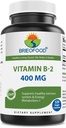 Brieofood Vitamina B2 (Riboflavin) 400mg, 120 Veggie Capsule - Gluten gratuit, non-GMO