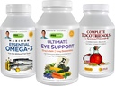 ANDREW LESSMAN 3 Produs Eye Health Bundle - 360 Softgels Fiecare dintre Ultimate Eye Support, Maxime Essential Omega-3 și Tocotrienol complet. Promovează și susține sănătatea ochilor.