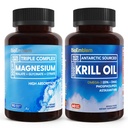 BioEmblem Triple Magneziu Complex şi Antarctica Krill ulei, susţine somnul şi sănătatea creierului, inima şi sănătatea comună, promovează sănătatea cardiovasculară şi sprijină relaxarea