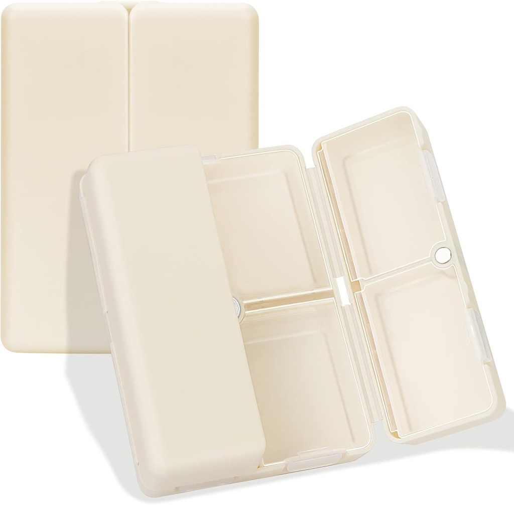 FYY Daily Pill Organizator, 7 Compartimente Portable Pilula Case Travel Pill Organizator, [Folding Design] Pilula cutie pentru Purse Pocket pentru a deține vitamine, Cod Ulei de ficat, Suplimente și medicamente-White