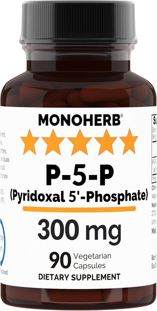 MONOHERB Piridoxal 5- Phosfat 300 mg - 90 Capsule vegetariene - P5P Vitamina B6 activată - foarte biodisponibilă