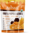 Honey and Propolis Lozenges Orange Flavor, Freshens Respirație - Soothes a Throat- Immune Support with Vitamina C, Vitamina D and Zinc, 20 Count