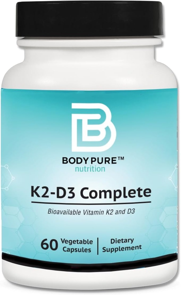 Body Pure K2-D3 Complete - 5000iu de Vegan D3 & 45mcg de vitamina K2 ca MK7 (MenaQ7® PRO)