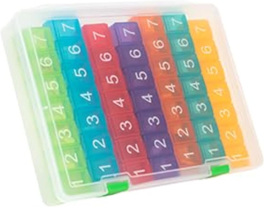 e-Pill 7 ori pe zi x 7 zi clar Organizator de pastile săptămânale, vitamina, și pastile de medicină (Rainbow)