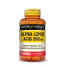 MASON NATURAL Alpha Acid lipoic 200 mg, susține producția de energie, Supliment alimentar, 60 capsule
