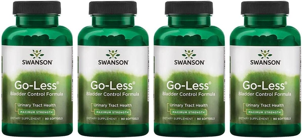 Swanson Go-Less Bladder de control Formula - Promoveaza sanatate si suport pentru vezica urinara - Supliment natural pentru adulti cu extract de seminte de dovleac - (90 Softgels) 4 Pack