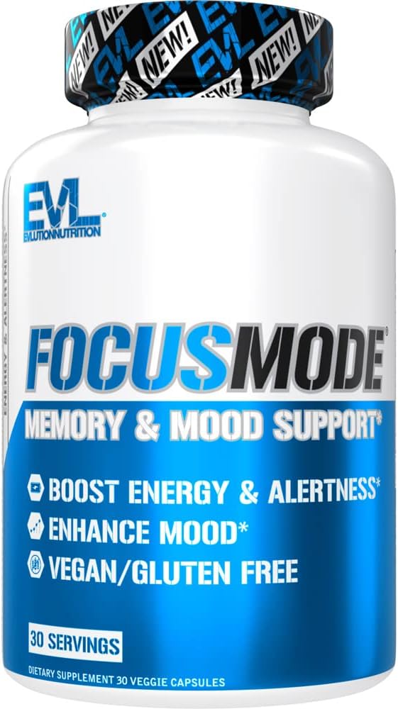 Evlution Mental Energy and Focus Supplement for Adulti - Nootrops Brain Supplement with Caffeine L Theanin Alpha GPC and Huperzine A Nutrition Focus Pastilele pentru performanta sustinuta pe varf