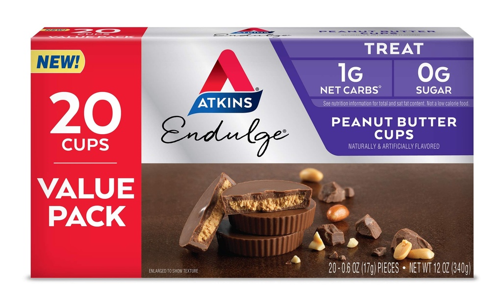 Atkins Endulge Peanut Butter Cups, Desert Favorite, Low Carb, 0g Sugar, 20 Count