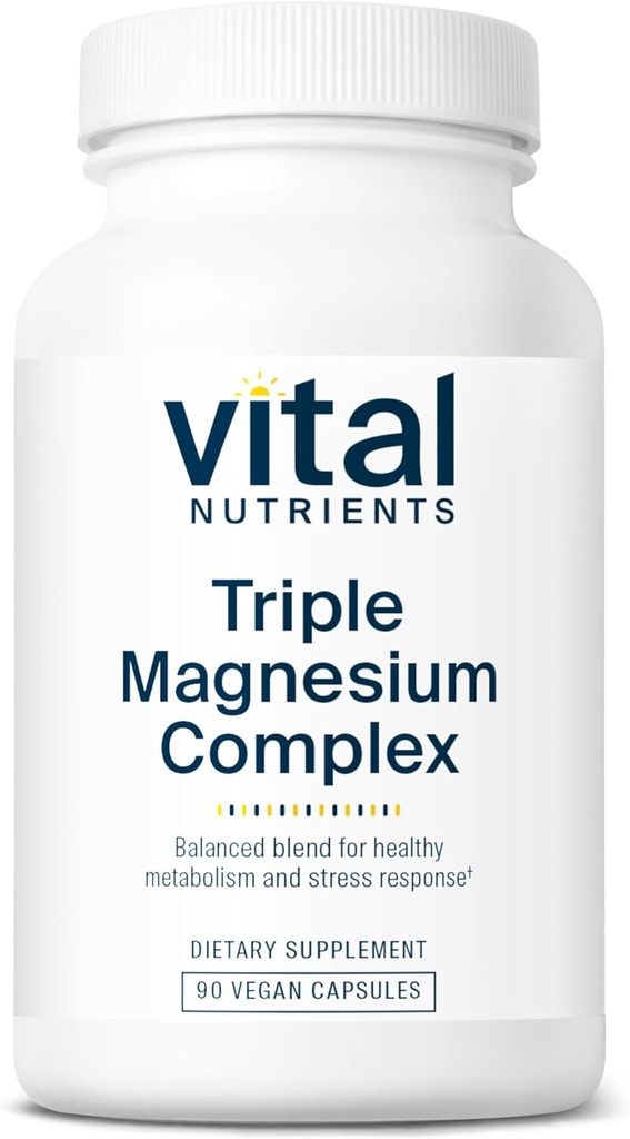 Vital Nutrients Triple Magnesium Complex Supplement | Vegan Magnesium Glycinate, Malate & Oxide 250mg | Easily Absorbed Magnesium Supplement for Stress, Muscle, Heart, Bone Support | 90 Capsules