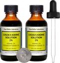 Iodul lui Lugol / 2% Soluţie / 4 Oz în două sticle de sticlă de chihlimbar / picături gratuite / SUA