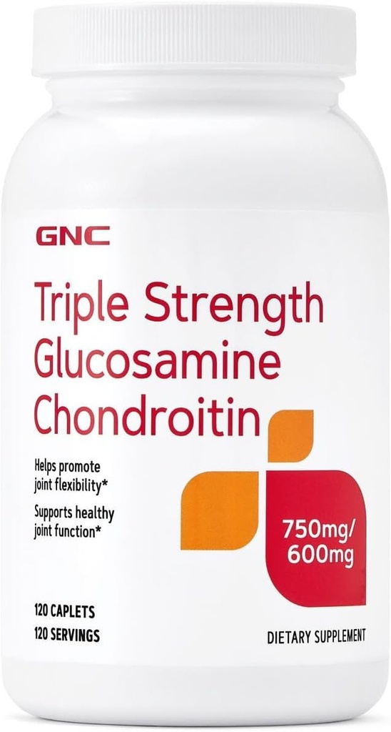 GNC Triple Putere Glucosamină Chondroitin 750mg/600mg, 120 Caplete, Susţine funcţie comună sănătoasă