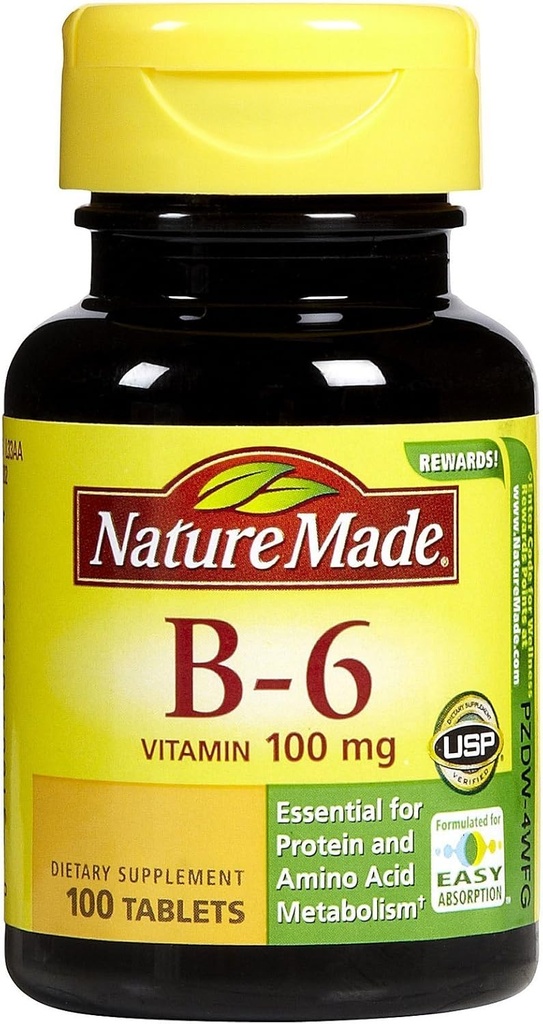 Natural Made Vitamina B6 100 mg Tabs, 100 t