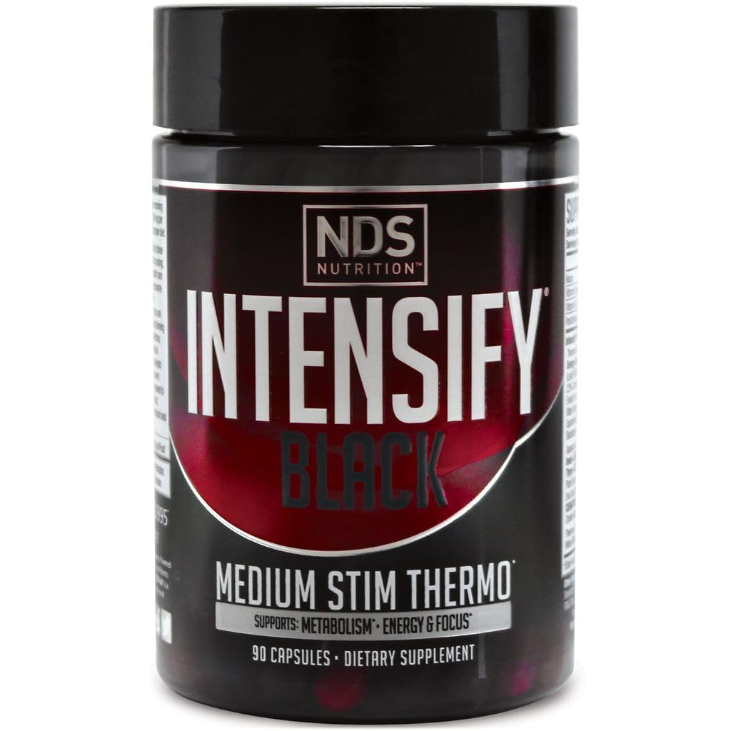 Intensifică NDS Nutriție negru - Blend termogenic cu Advantra Z pentru pierderea de grăsime și apă - Boost Metabolism, Arde calorii, Ajutor Suppress Apetit - Îmbunătățirea Tonului corpului, Definiția musculară - 90 capsule