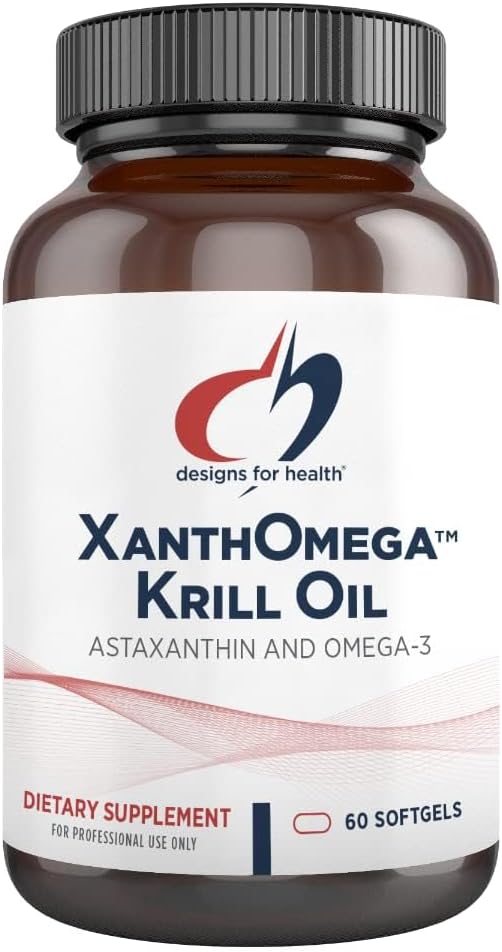 Design-uri pentru sănătate XanthOmega - ulei Krill cu 12mg Astexantină - Antioxidant, Fosfolipide + EPA/DHA Omega 3 - Cardiovascular, Skin + Suplimentul pentru sănătatea ochilor (120 Softgels)
