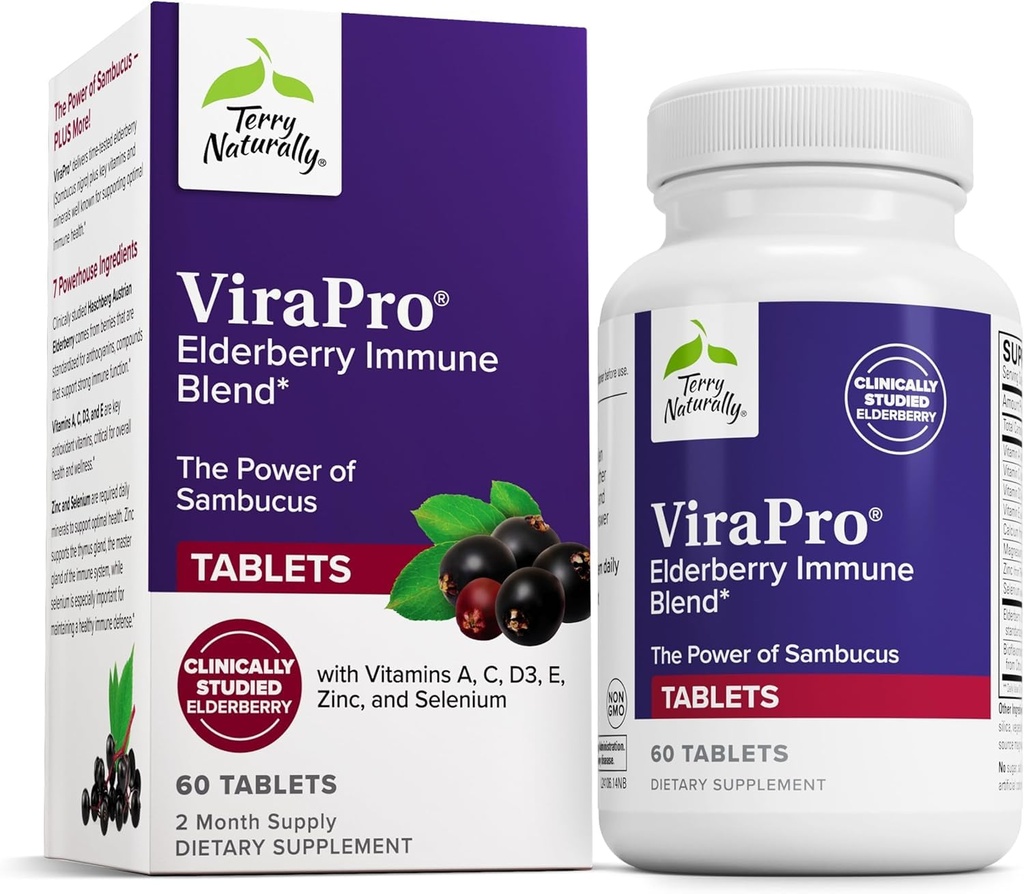 Terry Natural ViraPro - Supliment cu Herbal Blend pentru Suport Imun - Supliment cu Elderberry, Zinc & Seleniu - Suport Răspuns Imun - 60 comprimate